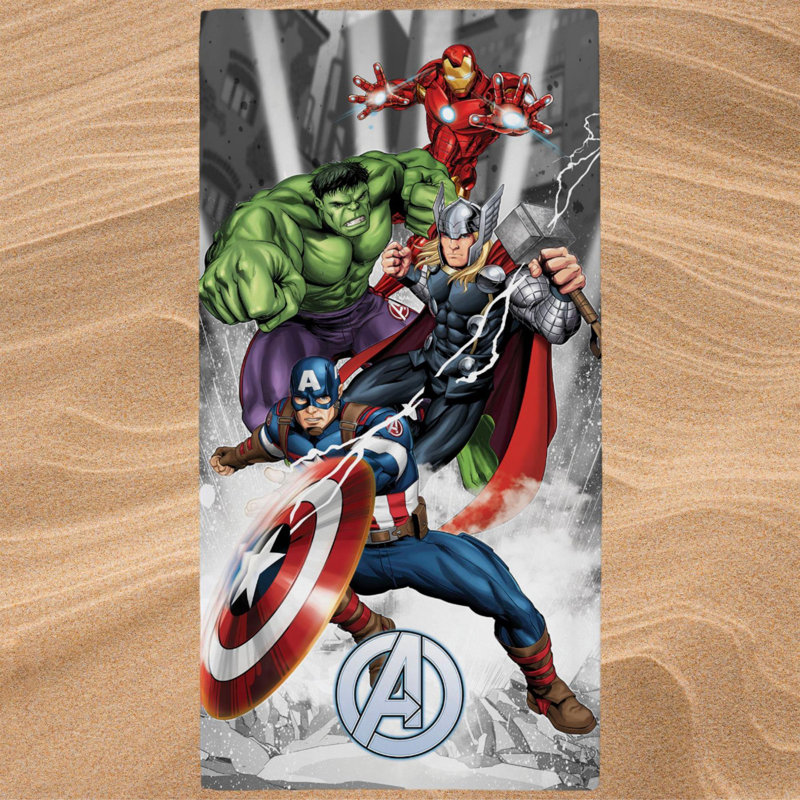 Marvel Avengers Action Beach Towel Black White Superhero Official Merchandise 70x140cm
