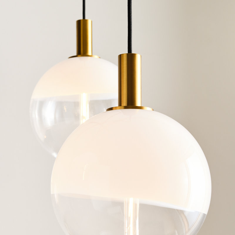 Sean Lavin Torian Dining Room Chandelier With Milk Clear Glass Mix Shade, 6 Lights, Burnished Brass