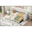 Lit de jour simple tapissier très grand avec deux tiroirs, beige