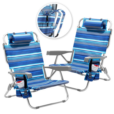 Aluminum Folding Adjustable Headrest Medium Beach Chair