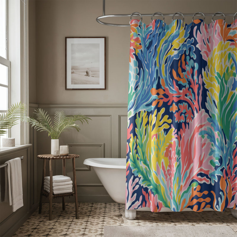 Preppy Ocean Patterns - 1 Piece Standard Shower Curtain, 74"H x 71"W