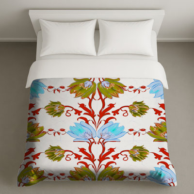 Housses de couette à motif floral bleu et vert