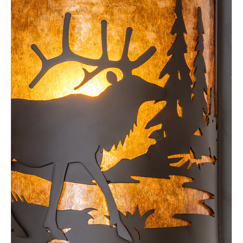 8" Wide Elk At Lake Right Wall Sconce