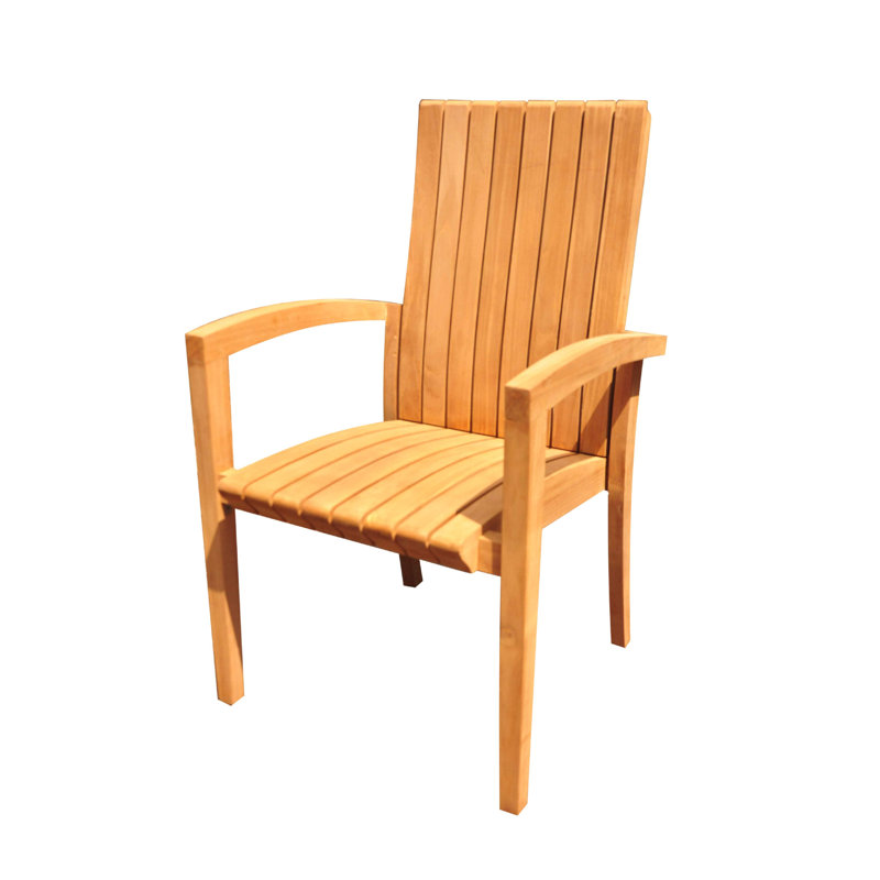 6 Seats 7 Pcs Grade-A Teak Wood Dining Set: 86" Canberra Rectangle Table And 6 Goa Stackng Arm Chairs #11GO1906, 6