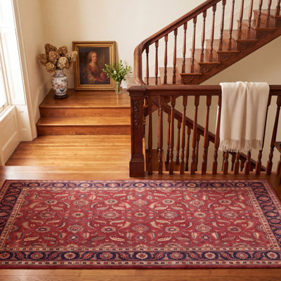 Tapis traditionnel en granit à motif floral intégral, couleur marine, orange, or, vert, crème, ivoire. Lavable à la machine, antidérapant, à poils courts, pour l'intérieur et l'extérieur, adapté aux animaux domestiques. Convient au salon, à la chambre à coucher, à la salle à manger, à l'entrée, au corridor et au bureau.