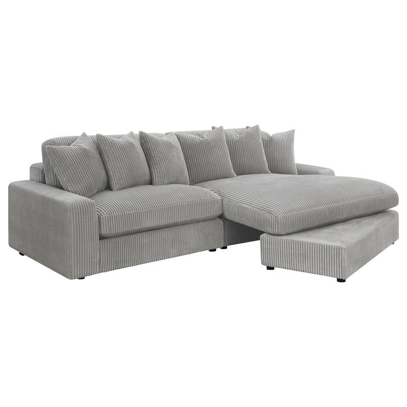 Qualité exceptionnelle - Canapé modulaire rembourré Holthaus, Velours côtelé gris
