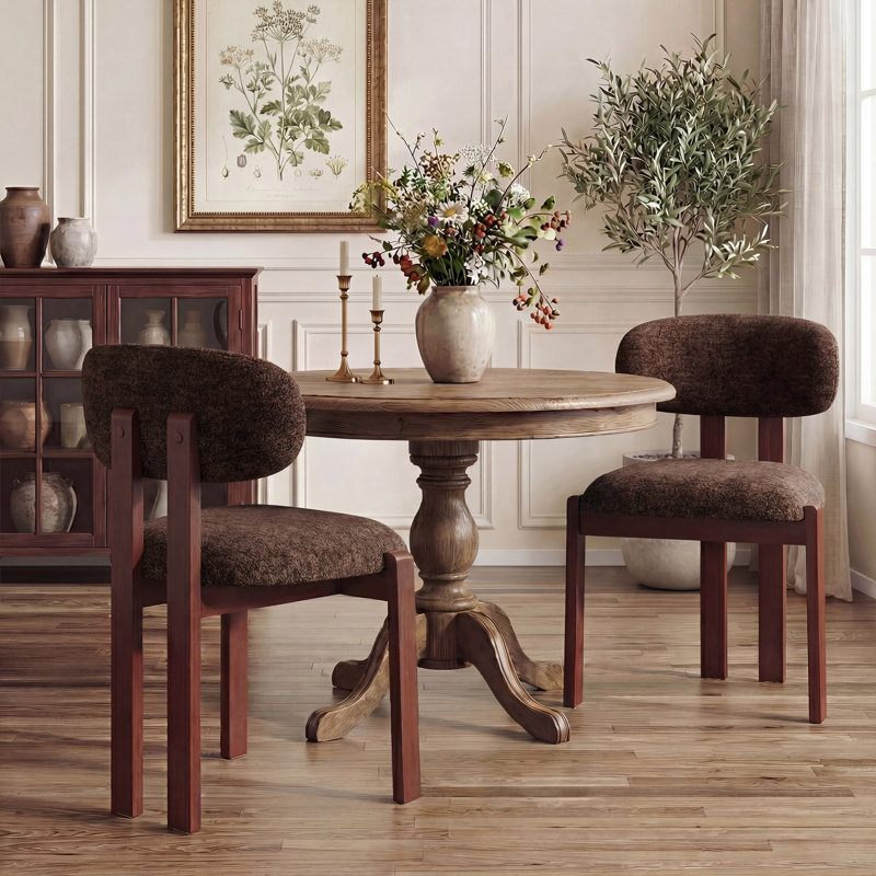 40.5cm H Fabric Upholstered Upholstered Back Side Chair in Camel, Walnut, Dark Brown