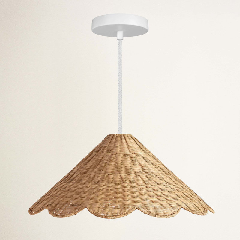 Luminaire suspendu d'extérieur en rotin Daisy Cone, 120 po filaire extérieur blanc