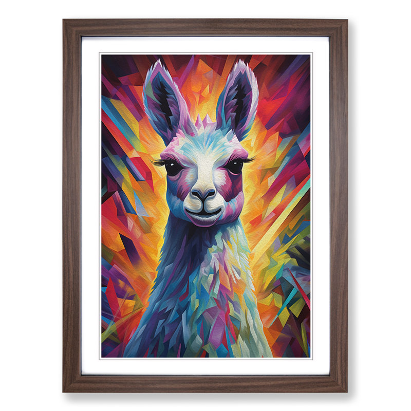 Llama Orphism - Framed Print, 34cm H x 25cm W x 2cm D, Walnut Framed