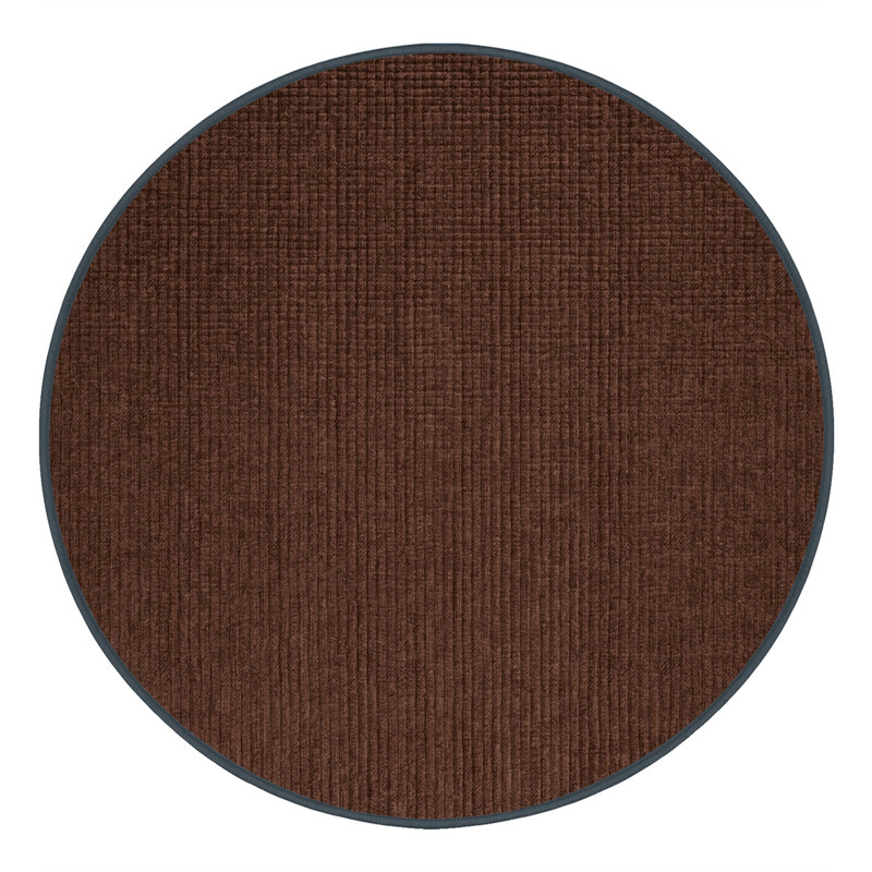 Machine Washable Solid Brown Area Rug, Round 4'