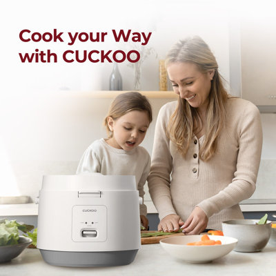 CUCKOO Basic Rice Cooker 10-Cup Uncooked / 20-Cup Cooked, Large Rice Maker and Warmer with Nonstick Inner Pot, Easy to Use with Auto Keep Warm, Includes Steam Tray, White (CR-1095)
