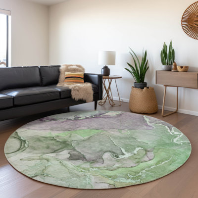Premium Machine Washable Cerrito AMF500 Green Rug