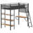 William Matte Black 3-Shelf Twin Loft Bed