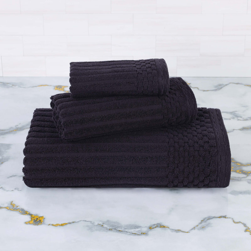 Collection de serviettes à bordure à carreaux en coton 3 pièces Soho Spa, Ensemble de serviettes 3 pièces, Sarcelle