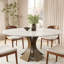 Table de salle à manger ronde moderne Aversa, plateau en pierre frittée | Piètement en bois massif, montage facile en 1 étape pour coin repas, salle à manger-1343714422-1343714423