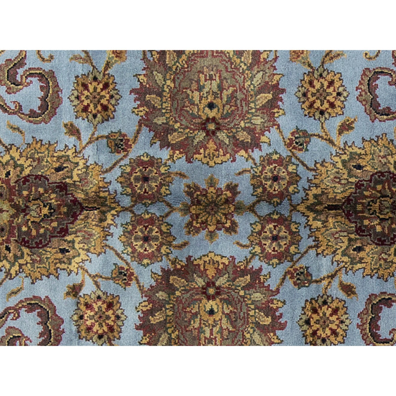 Tapis bleu clair et ivoire noué à la main de haute qualité