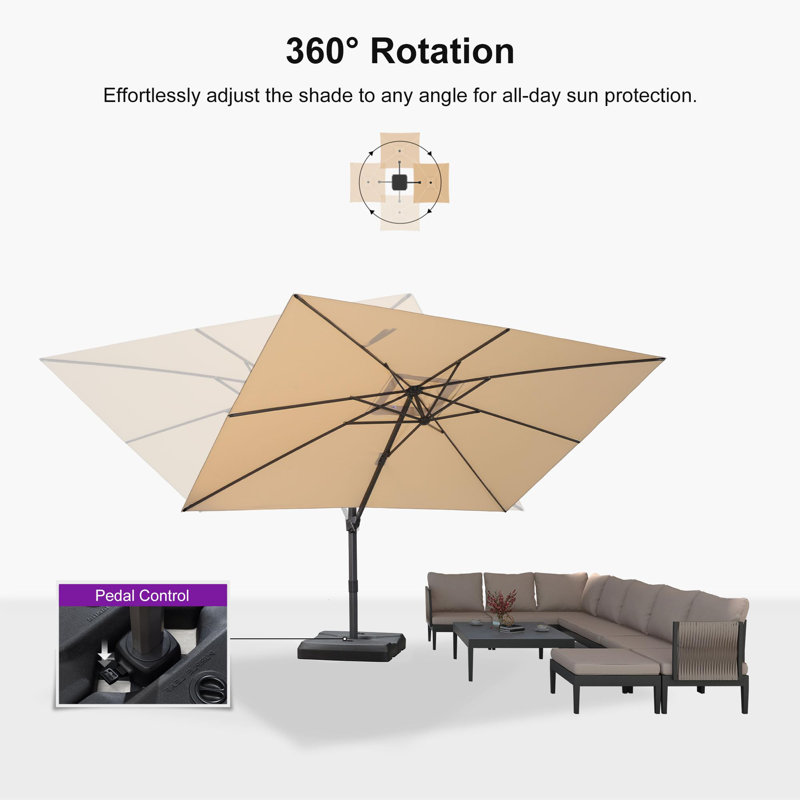 3.3m x 2.5m Rectangular Cantilever Parasol, Beige