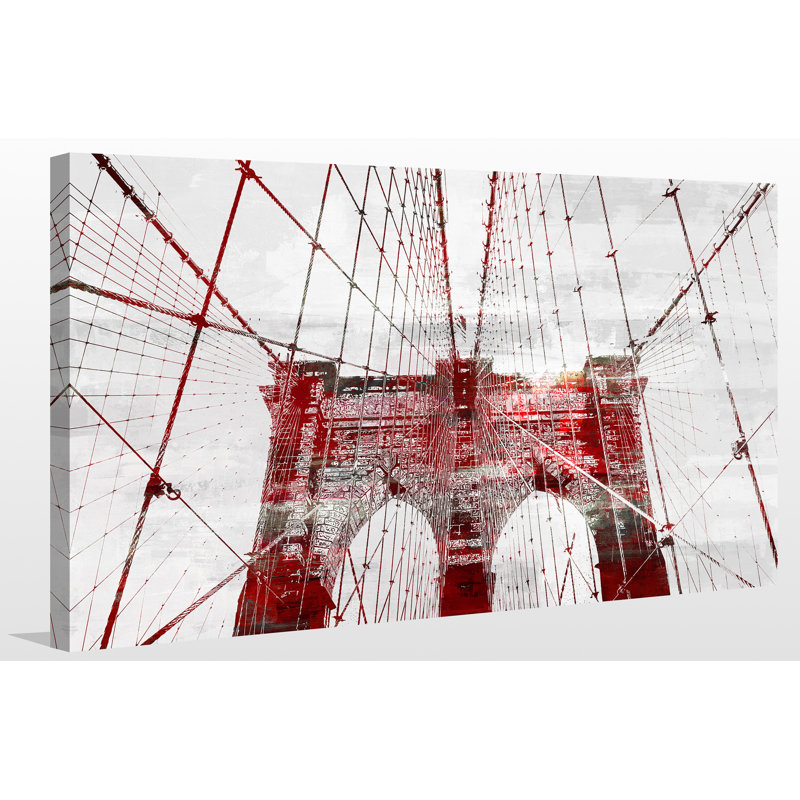 Brooklyn bridge ii-impression d’art graphique sur toile tendue, H 18 po x l 30 po
