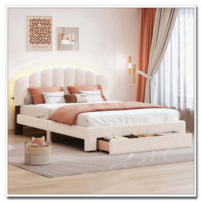 Lit plateforme tapissier Teddy