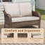 Causeuse de patio en osier 49,6 "avec coussins de siège beige-541290480