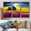 «White Country House Lavender Field Sunset», ensemble d'art mural paysage