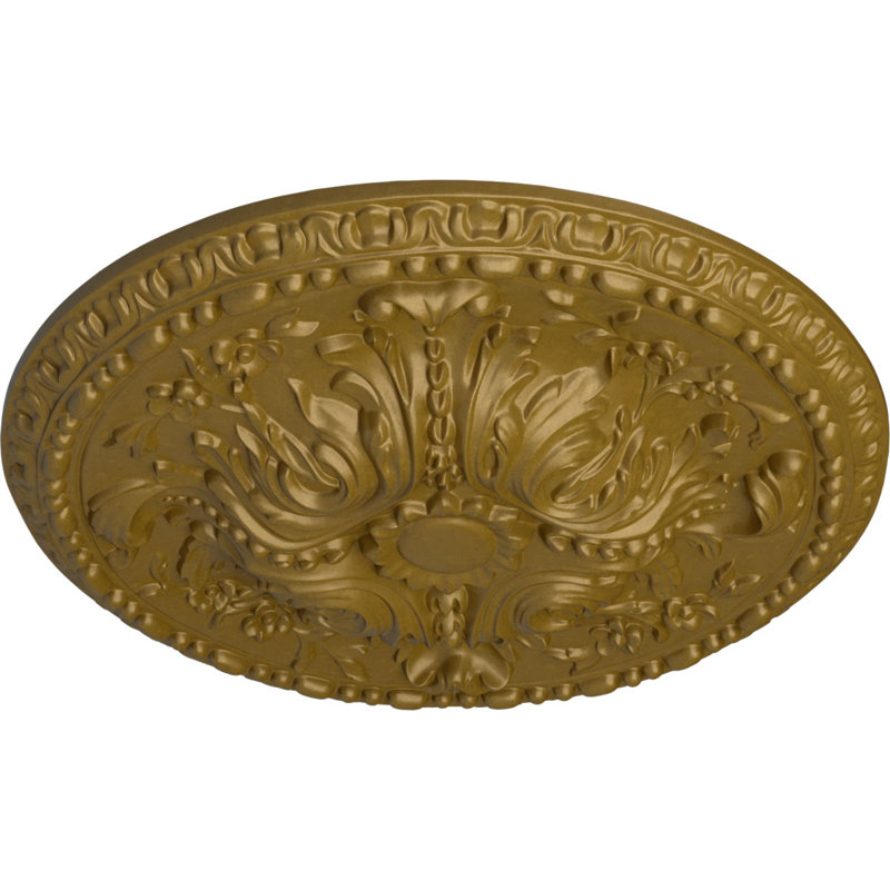 Médaillon de plafond Endurathane Saverne, l 18 1/2 po x H 13 1/2 po x P 1 7/8 po, finition or riche peinte à la main, Or