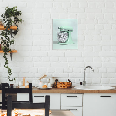 Plaque murale mélangeur de cuisine disco sur vert, design par Lish Creative