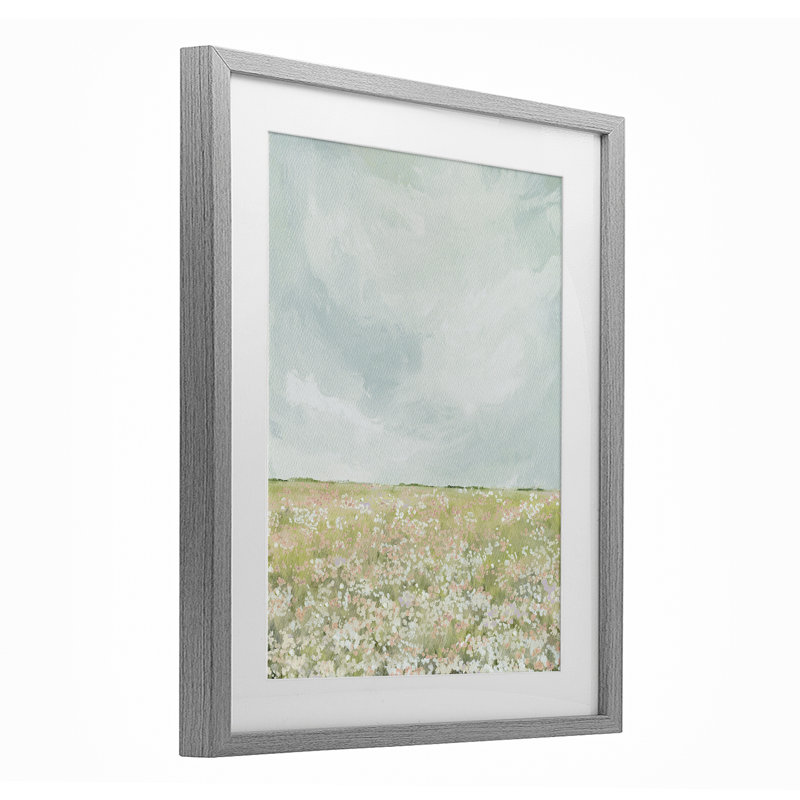 «Budding Field In Spring», reproduction sous verre encadrée, conception par Leah Straatsma, Cadre de ferme gris
