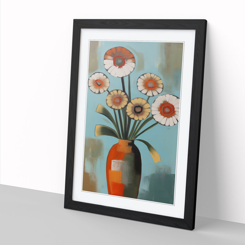 Modern Flowers Mid Century Vol.4 1 Piece Wall Art, 46cm H x 34cm W x 2cm D, Oak