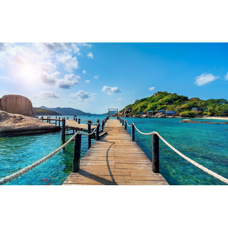 Murale pelez et collez de qualité supérieure - Tropical Pier Paradise, L 60 po x L 40 po
