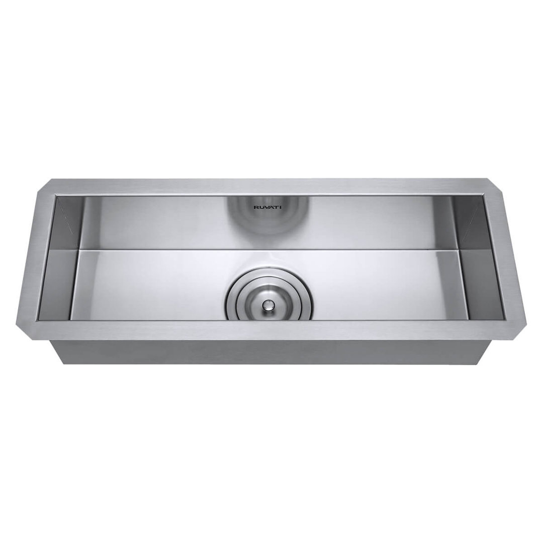 Ruvati Bar Prep Sink Narrow Trough Undermount 16 Gauge Stainless Steel Single Bowl Ruvati 