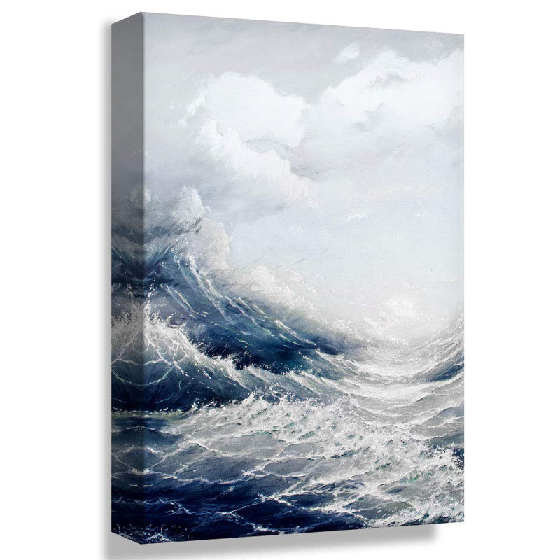 «Coastal Beach» IDÉE4WALL, reproduction d'art sur toile, orages océaniques, paysage marin, art moderne, nautique, paysage coloré, multicolore ultra pour le salon, la chambre à coucher, le bureau