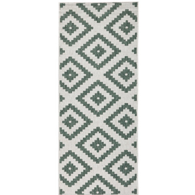Malta flat-weave rug in green/cream