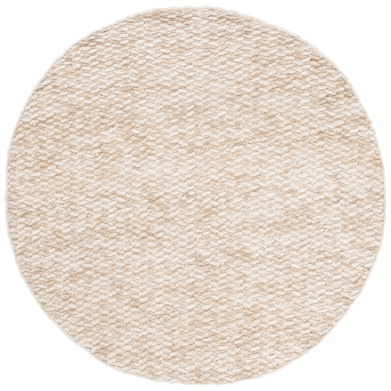 Stepanas Hand Loomed Wool/Cotton Rug in Ivory/Beige, Round 6'