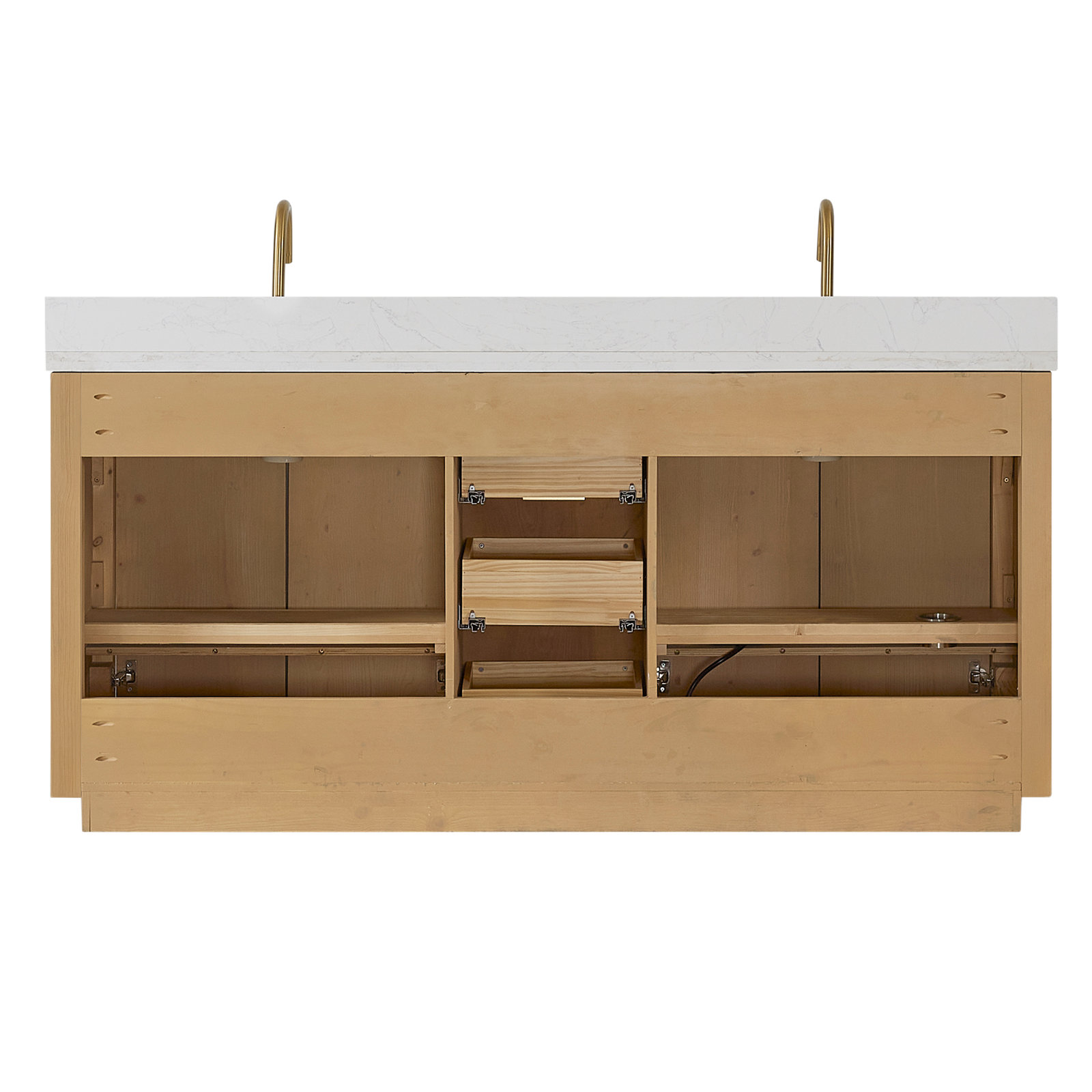 Adela 72'' Double Bathroom Vanity, White, Gold, Brown