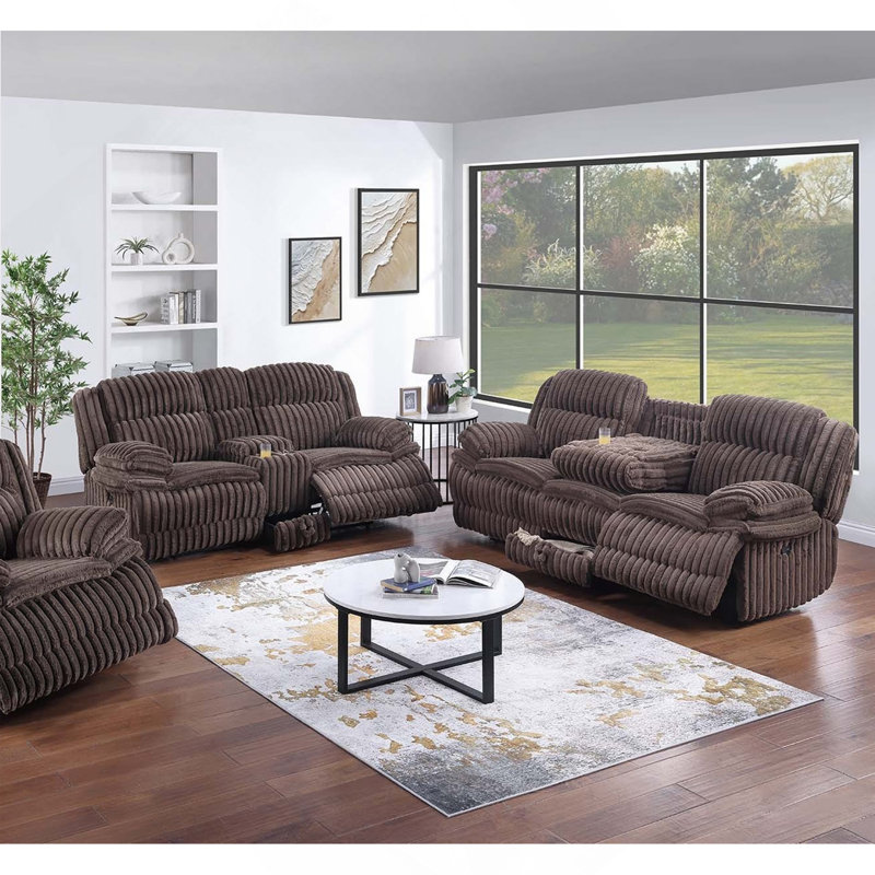 Ensemble de canapé inclinable à mouvement manuel 2 pièces Living Room, Gris clair