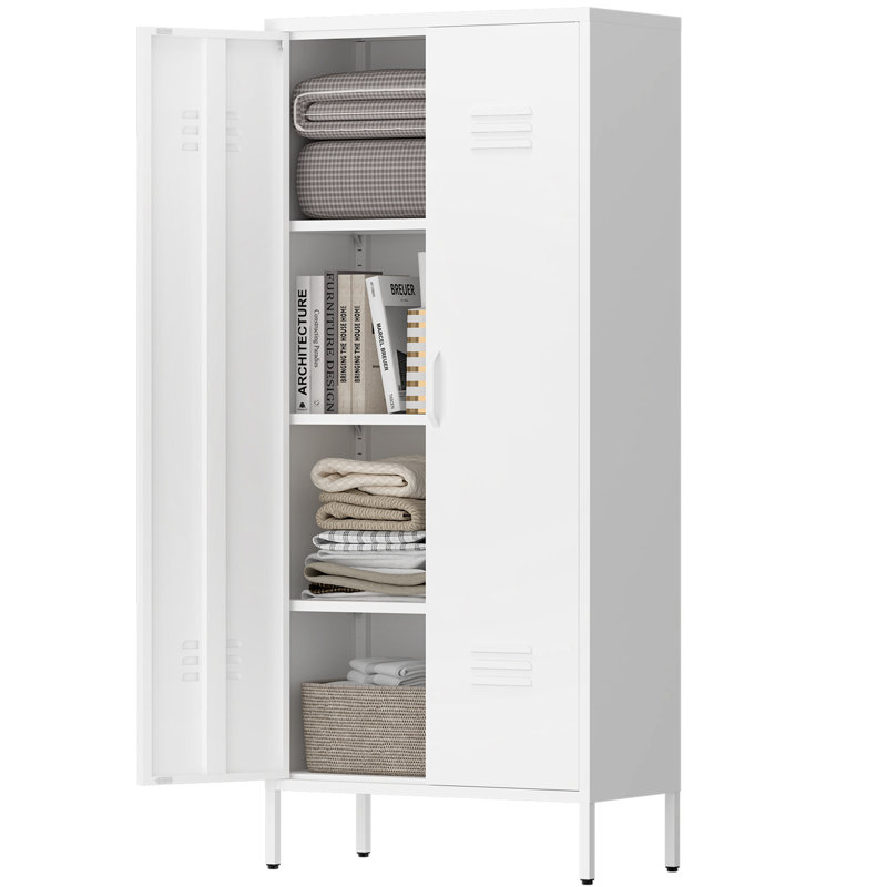 Armoire de rangement moderne avec tablettes réglables, Blanc