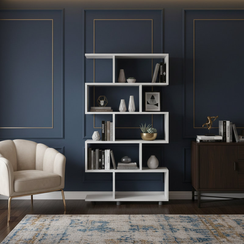 Lexton S-Shaped Standard Geometric Bookcase