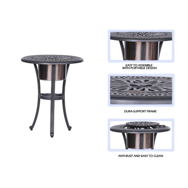 Table bistro ronde en aluminium 21 po