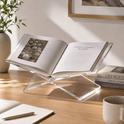 Clear Acrylic Book Stand Display Holder for Cookbooks and Books