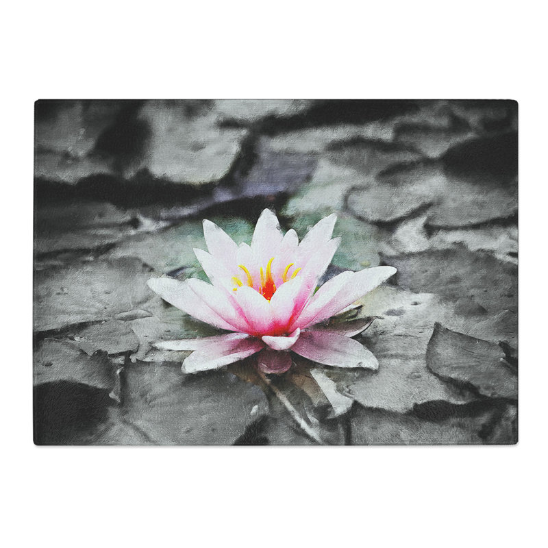 Tempered Glass a Pale Water Lily Painting Chopping Board, 28.5 cm x 39 cm