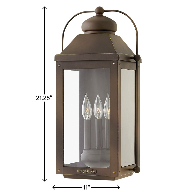 Anchorage 2-Light Outdoor Wall Lantern, 21.5" H x 11" W x 9"" D, Light Oiled Bronze