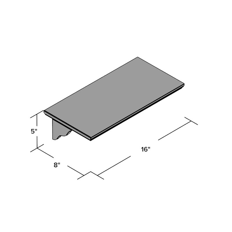 Macaire Bracket Shelf, White, 0.63" H x 16" W x 5" D