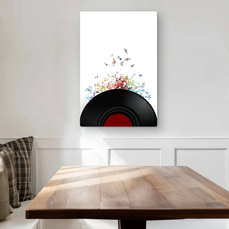 Notes Escaping from a Vinyl Record - Bedroom Metal Print Decor