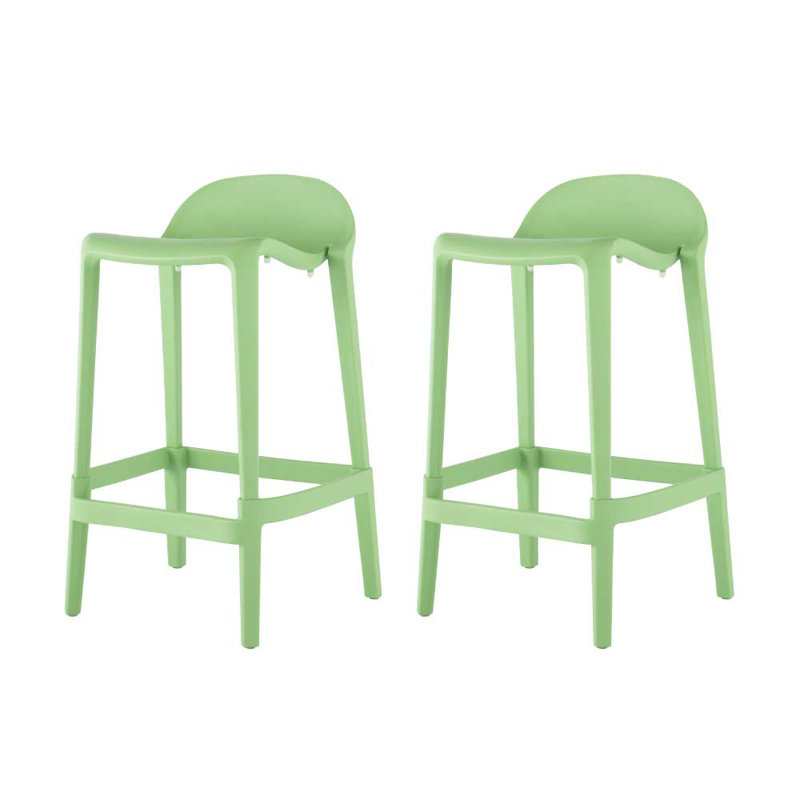 Gardunio Low Back Stool, Set of 2, Green, Counter Stool (26” Seat Height)