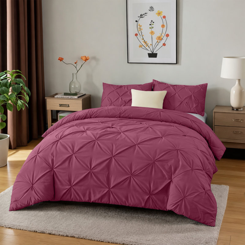 Microfiber Solid No Pattern Colour Duvet Cover Set with Pillowcases, Burgundy, Kingsize Duvet Cover Set + 2 Pillowcases