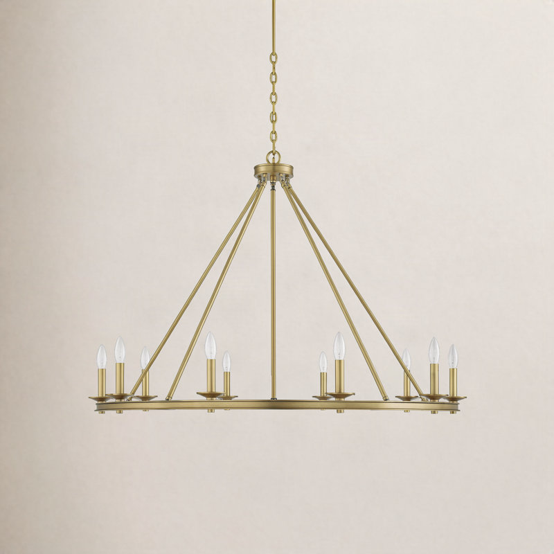 Poynor 10-Light Chandelier, Laiton chaleureux