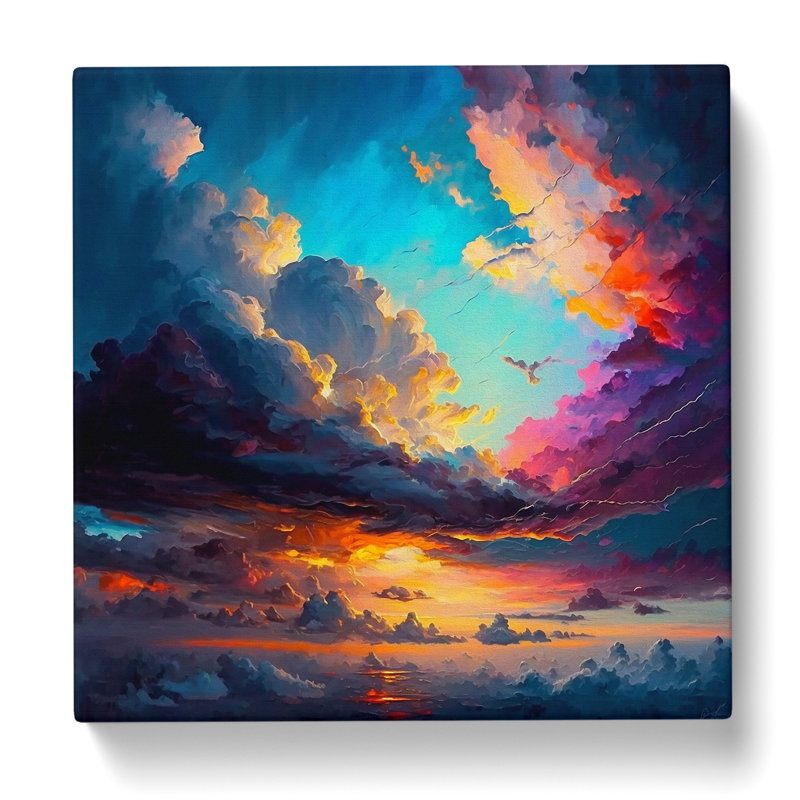 Cloudy Sky Palette Knife Painting - Print