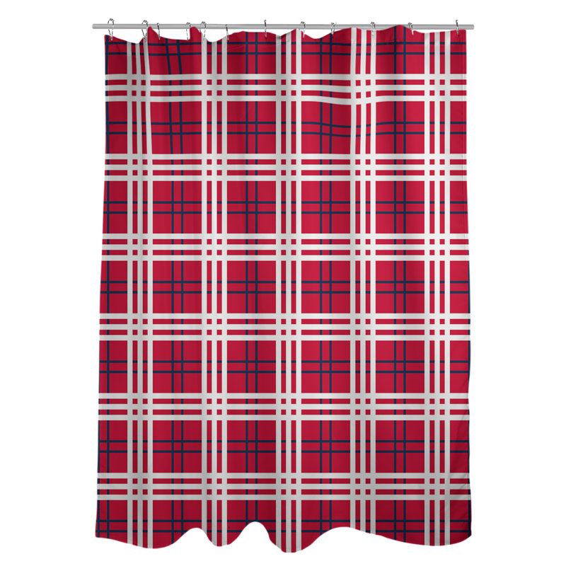 Plaid Shower Curtain Set, Rouge / bleu nautique / blanc