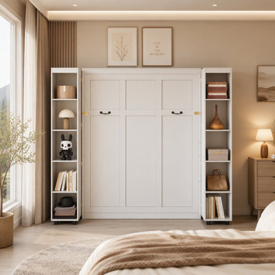 Grand lit escamotable mural avec portes de rangement